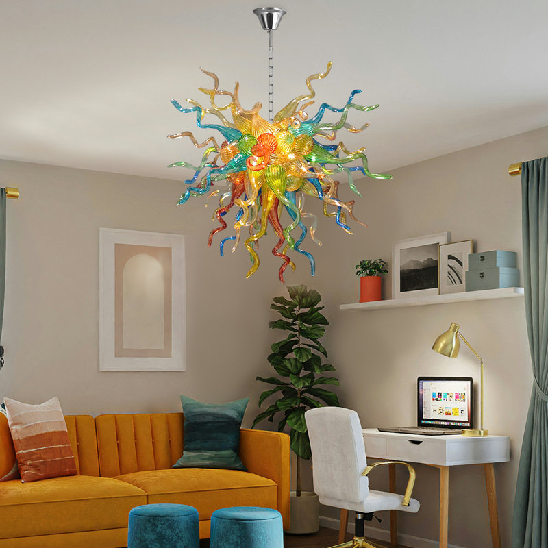 6-Light Modern Artistic Hand-Blown Glass Sputnik Chandelier