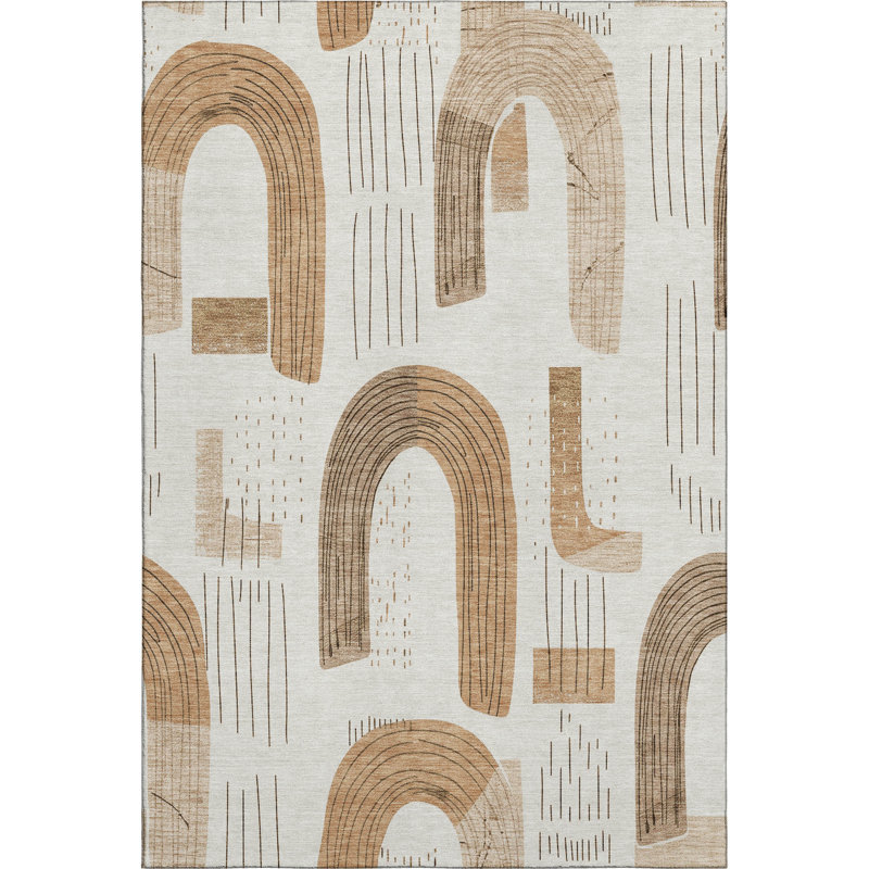 Premium Machine Washable Mehara AMF1698 Geometric Rug, Rectangle 10' x 14'