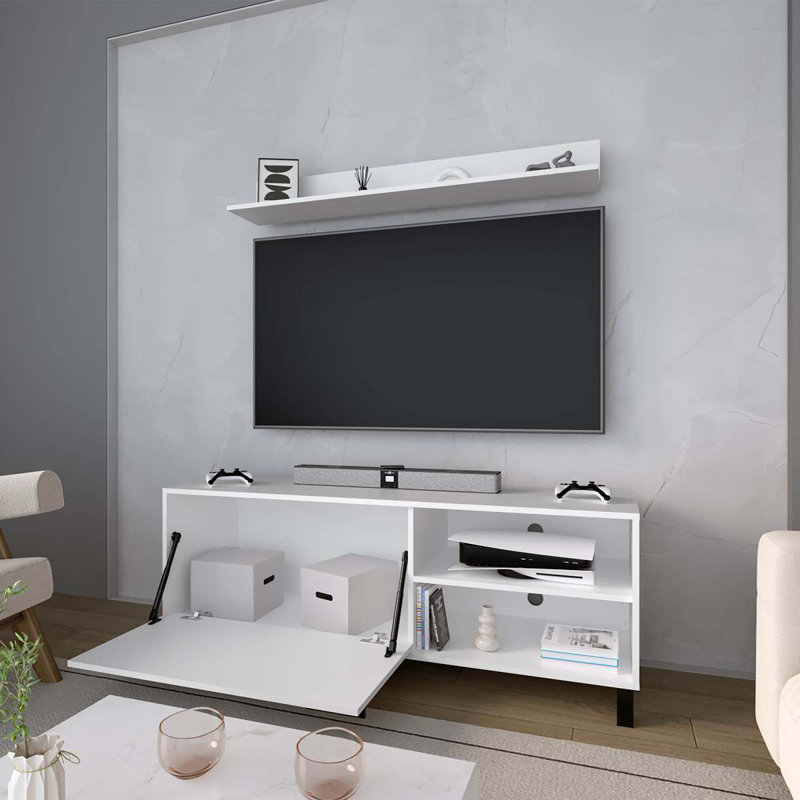 TV Stand With Melamine Finish And Open Storage