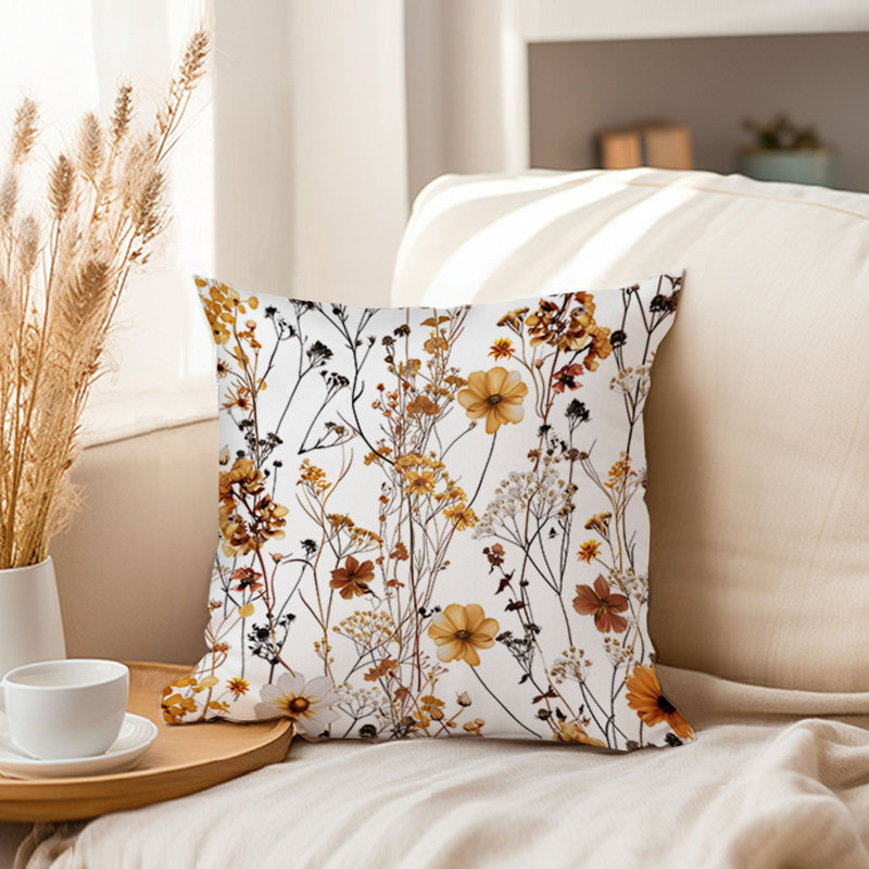 Botanical Fall Wildflower Pattern IX Cottage & Cottagecore, 20"H x 20"W