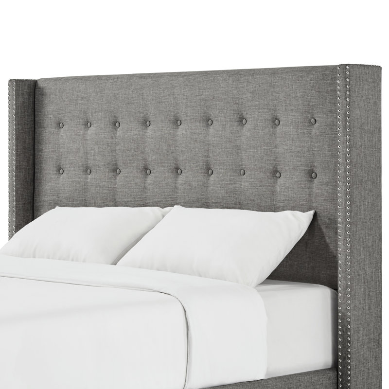 Achenbach Upholstered Wingback Bed, King, Gray