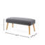 Tabouret rectangulaire de 96,5 cm de large, revêtement en tissu aspect lin gris, pieds en hévéa massif, bords arrondis, élément décoratif central pour le salon, style capitonné