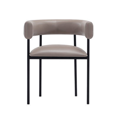 Onda Contemporary Vegan Leather Upholstered Metal Dining Chair in Taupe