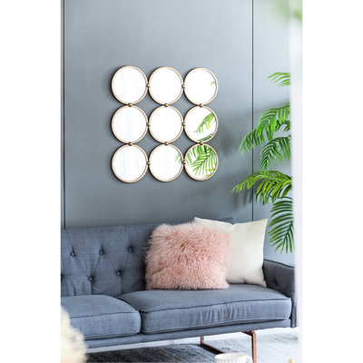 Miroir 27,2 po pour salon et hall d'entrée - Fer décoratif pour chambre à coucher, chambre à coucher décorative exquise champagne scintillant, décoration minimaliste en fer élégance