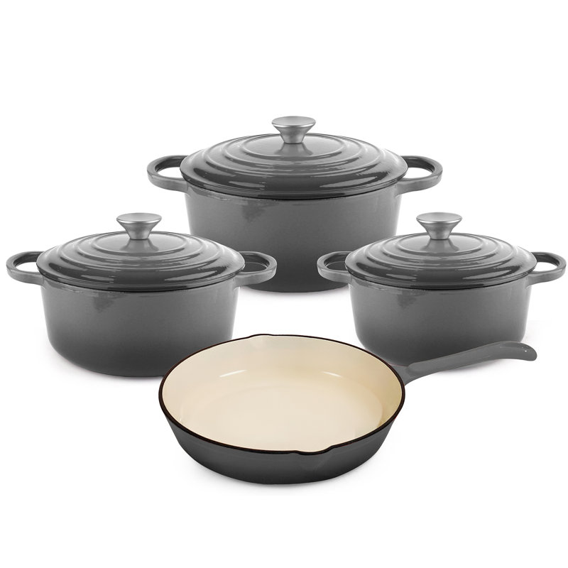 7 - Piece Cast Iron Cookware Set, Grey
