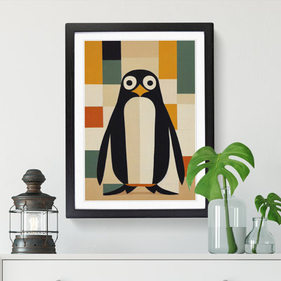 Penguin Painting Patchwork - Framed Print