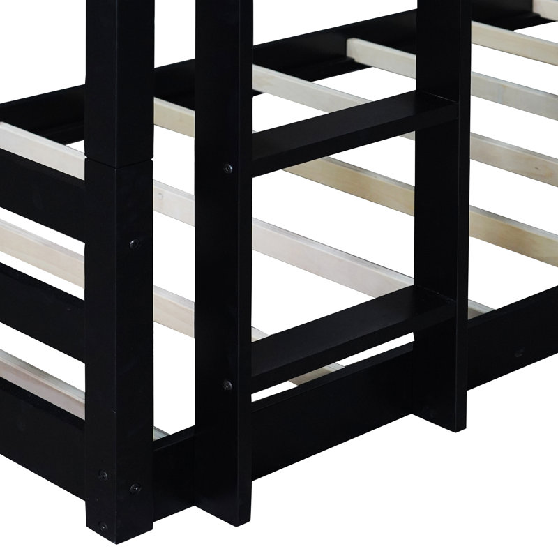 Twin Over Twin Triple Bunk Bed, Black