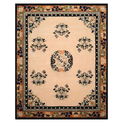 Tapis beige en laine touffeté à la main Art Déco