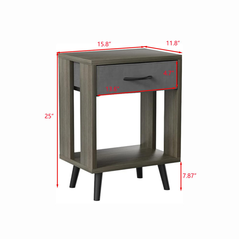 Rustic Brown Nightstand - Unique Design With Ample Storage For Bedroom & Living Room, Gray
