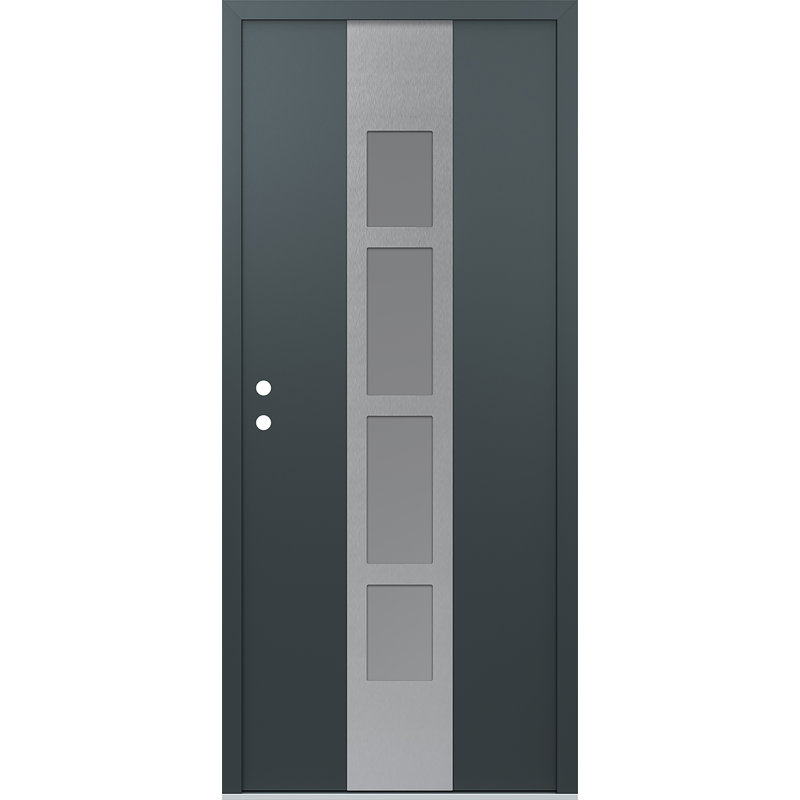 Porte d'entrée pré-suspendue Diamond A10, L 37,44 po x H 81,69 po, Droite / vers l'intérieur, Anthracite / anthracite / givré