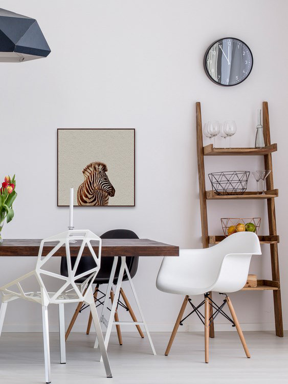 'Zebra Side View' Framed Photographic Print on Canvas, 12" H x 12" W x 1.5" D