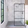 Hilma 34 In. W X 72 In. H Fixed Framed Shower Door In Matte Black Finish With Patterned Glass
