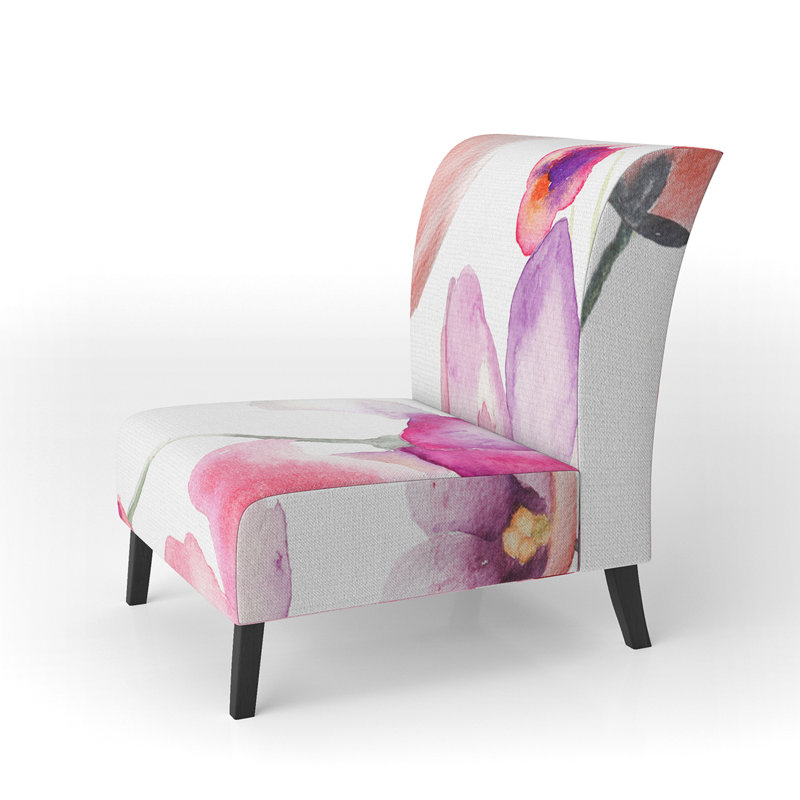 Bird on Twig Side Chair, Pink Polyester Blend