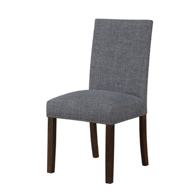 Keya Dining Side Chair Set Of 2, Gray Polyester, Wire Brushed Brown