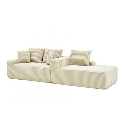 Modular Cloud Couch with L-Shape and Corduroy Fabric
