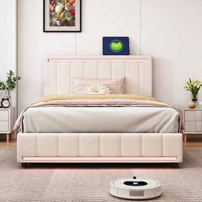 Lit plateforme tapissier avec rangement Huerfano