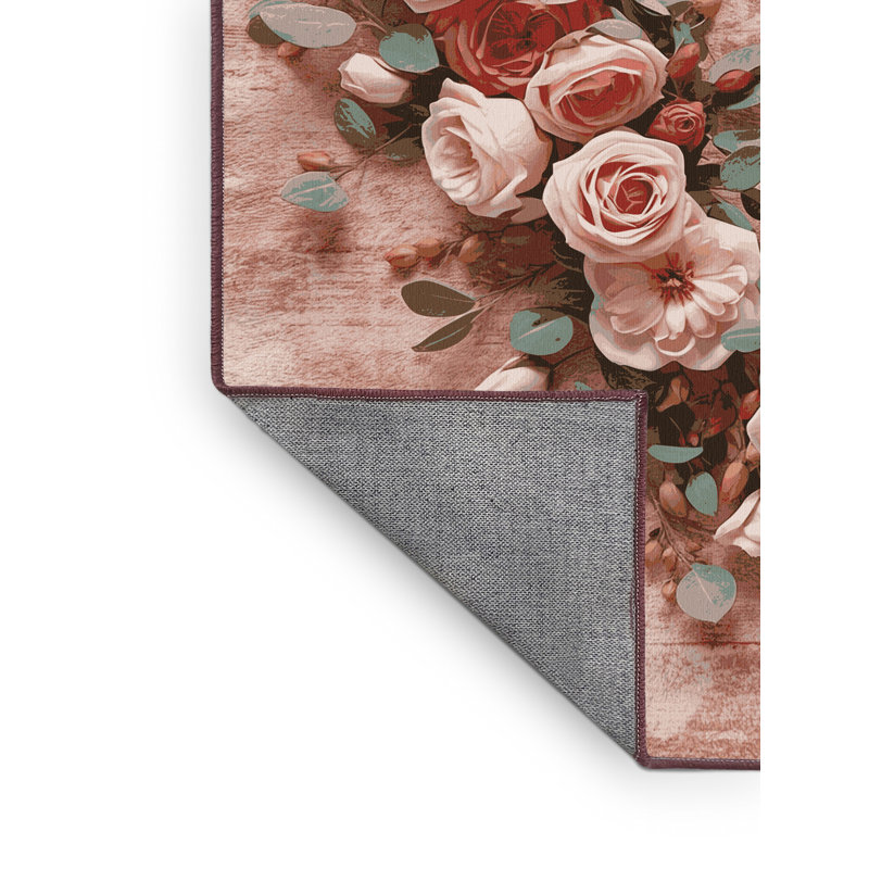 Tapis rose moderne et contemporain lavable à la machine Ritner Valentines, 2 x 5