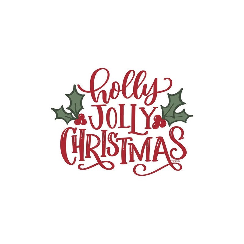 Holly Jolly Christmas - reproduction d'art murale - toile tendue, H 12 po x l 18 po, Toile tendue, Ne s’applique pas
