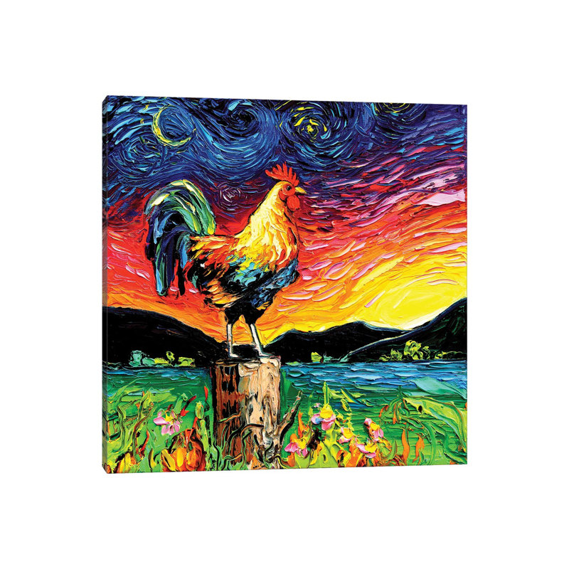 Reproduction d’art, "Starry Starry Morning" par aja Trèves, H 26 po x l 26 po x P 1,5 po, Toile tendue, Pas de tapis