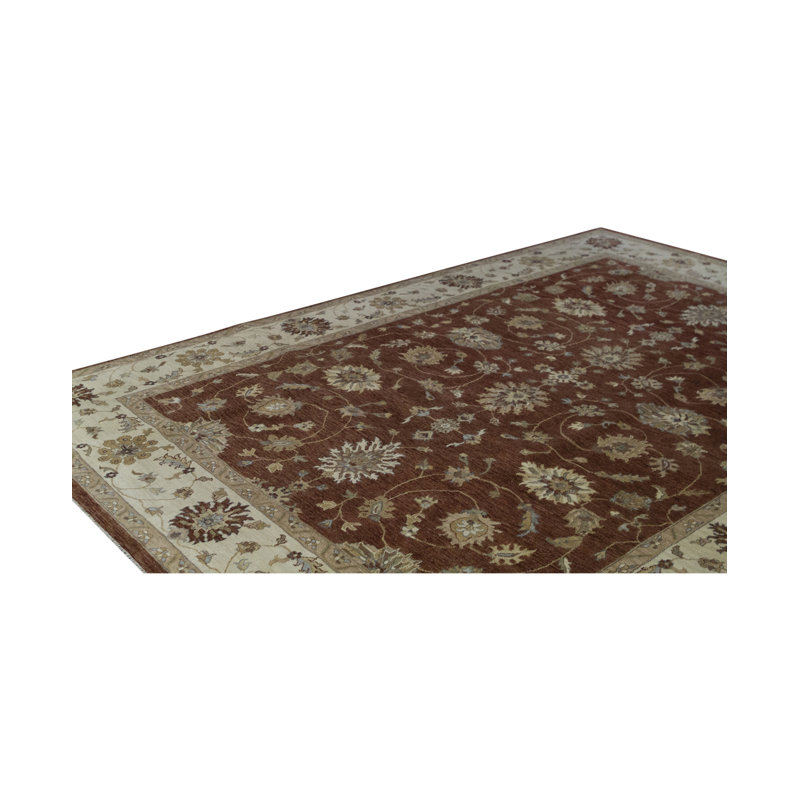Tapis rouille et beige noué à la main de haute qualité