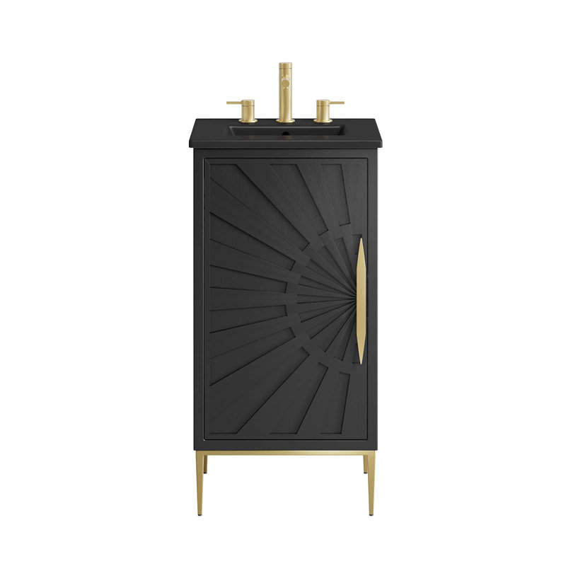 Awaken Black and Gold 18" Bathroom Vanity with Ceramic Sink