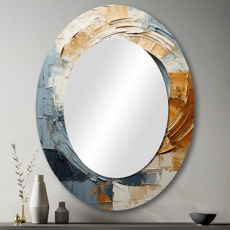Blue Gold Timeless Turn Vortex - Modern Oval Wall Mirror, 43" x 33"