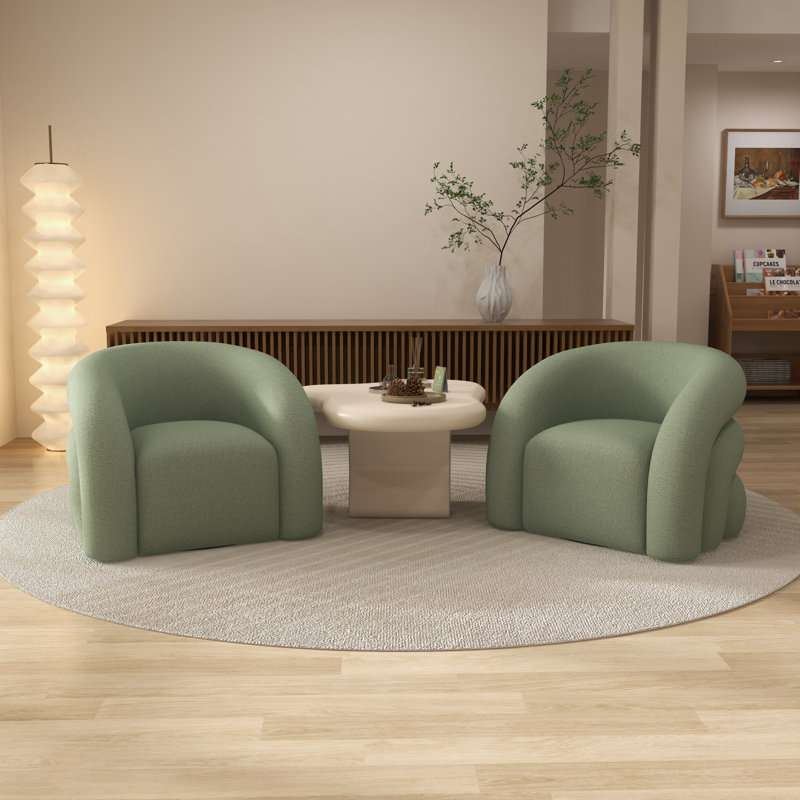Fauteuil demi-tonneau rembourré et pivotant, Vert