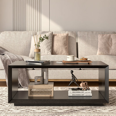 Rectangular Coffee Table With Storage For Living Room, Small Spaces