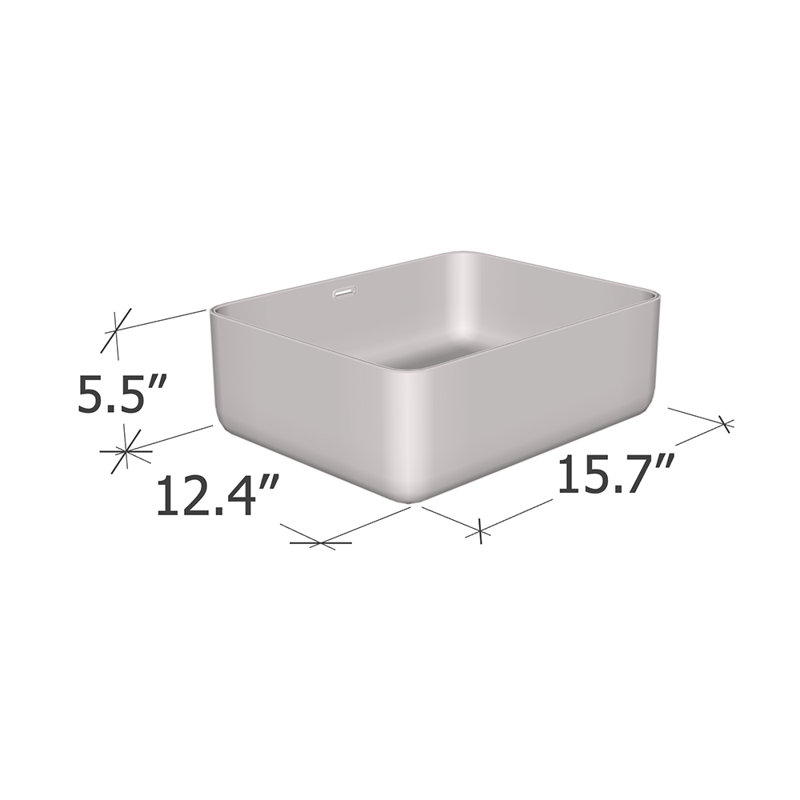 Meble Furniture 12.4" White Ceramic Rectangular Vessel Bathroom Sink with Overflow