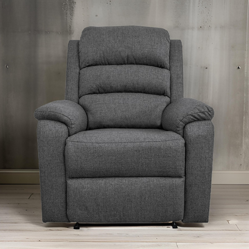 Upholstered Home Theater Seat, Dark Gray Burlap