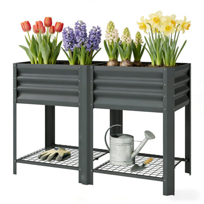 Patio Planter Box,Outdoor Elevated Planter Box,Raised Garden Bed