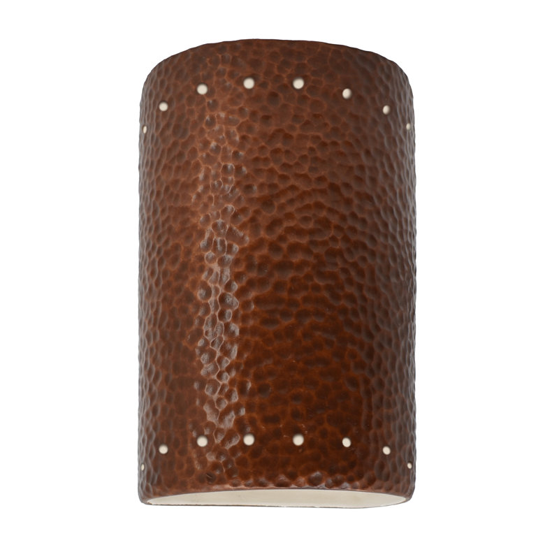 Axiry Ceramic Flush Mounted Sconce, Incandescent, Hammered Copper