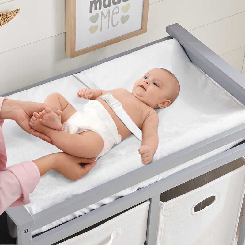 White Contoured Foam Baby Changing Pad with Removable Cover