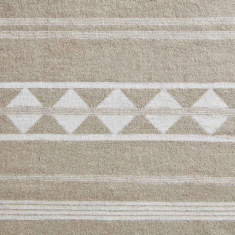 Couverture en jacquard Alberta, Très grand lit, Rayé ivoire