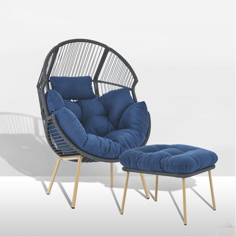 Hamac avec coussin et repose-pieds Baja, Bleu / gris mélangé