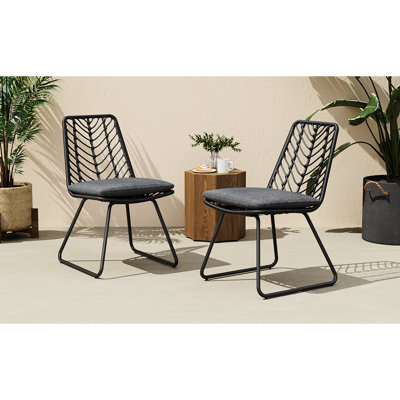 Chaise d'extérieur pour 2 personnes en gris avec coussins en mousse - style transitionnel