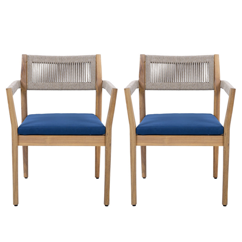 Ensemble de 2 chaises en bois d'acacia, Marine