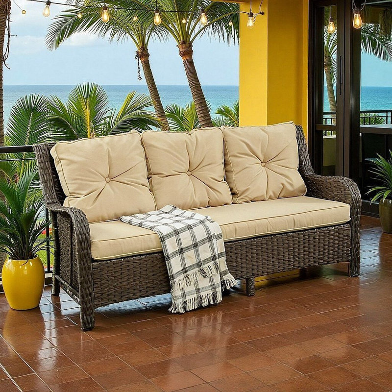 Ultra-Comfort Weather-Resistant PE Rattan Patio Sofa w/ Plush Cushions & Easy Assembly