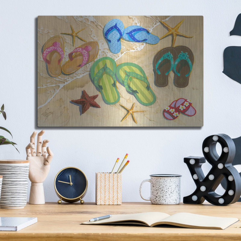 Art mural en métal Dovecove «Flip Flop Family» par Scott Westmoreland, H 12 po x l 16 po