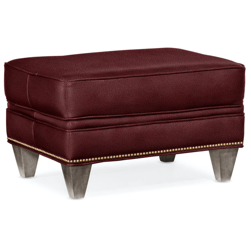 Reddish Ottoman, Stone, French Natural, Aline Fumo Genuine Leather