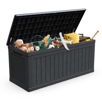 Xxl 260 Gallon Resin Outdoor Storage Deck Box, Waterproof, Lockable, Black