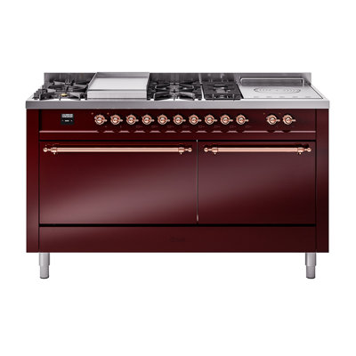 ILVE Nostalgie II 60 in Dual Fuel Range, 7 Burner, Griddle, Frenchtop