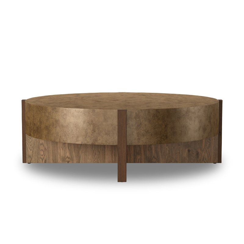 Bingham Coffee Table, 17.75"H x 55"W x 55"D, Antiqued Brass Aluminum