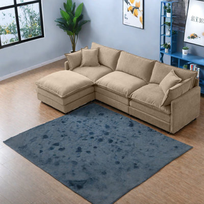 Canapé modulaire en L 3 places avec repose-pieds Premium Chenille