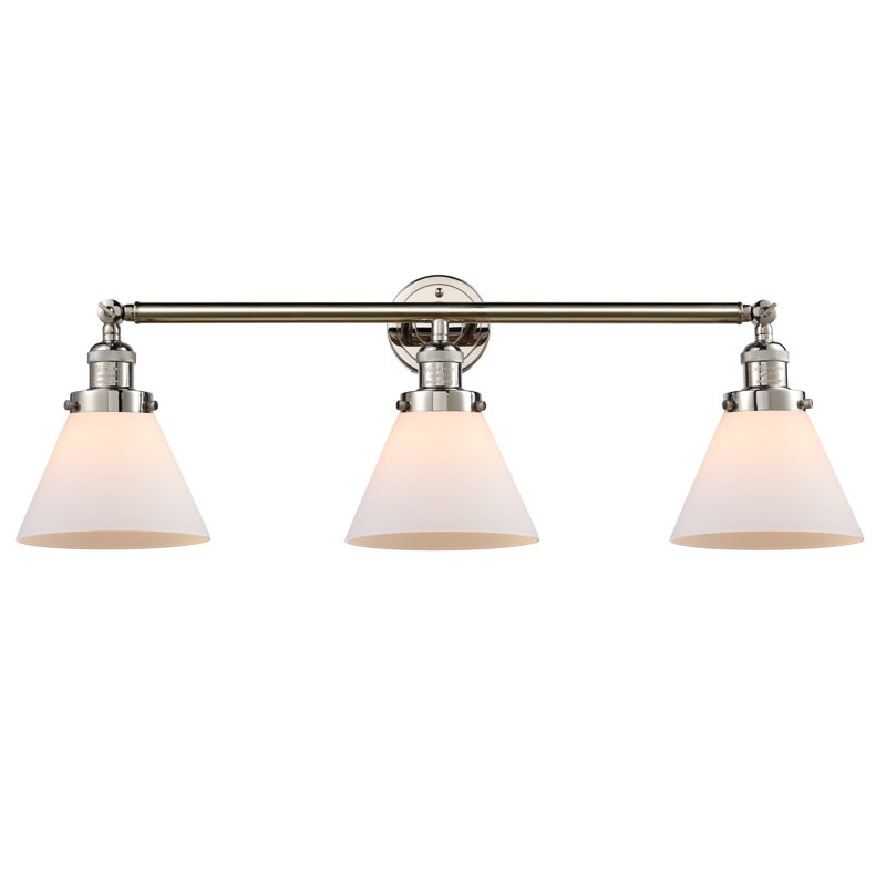Sartain 3 - Light Dimmable Vanity Light, 60 Watt Vintage Incandescent Bulb, Matte White, Polished Chrome