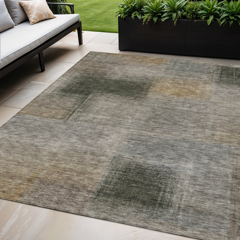 Tapis intérieur lavable abstrait beige 5 pi x 8 pi