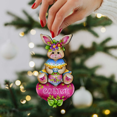 Ensemble de 3 ornements en forme de lapin de Pâques - Décorations printanières faites à la main - Panier de Pâques par J. Mills-Price