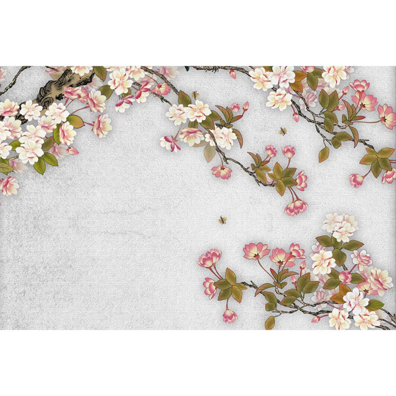 Flower On Branch Peel & Stick Floral Border, 100" L x 144" W