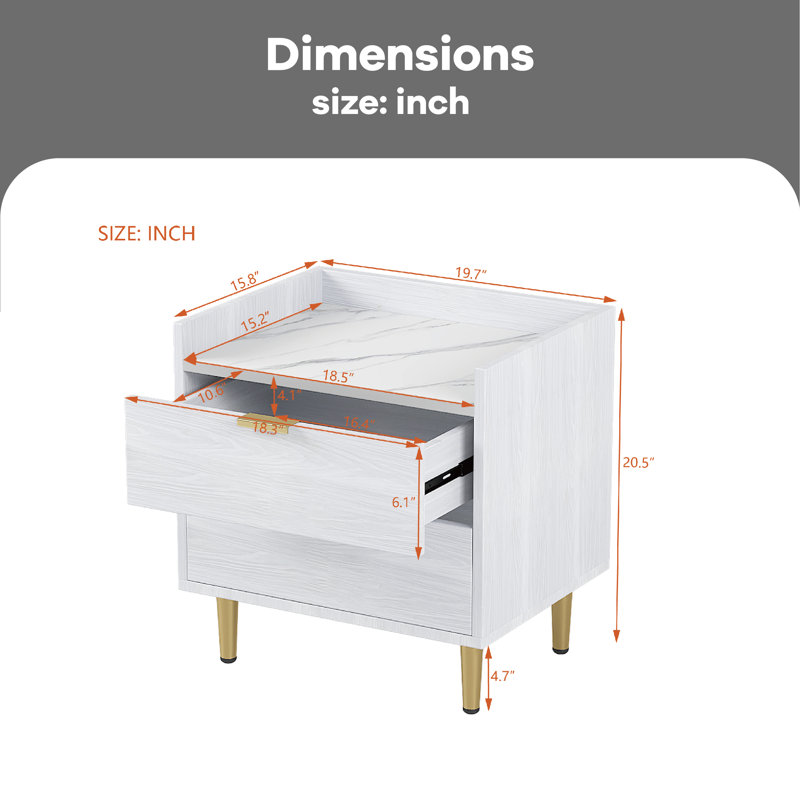Table de chevet Zekia, Blanc