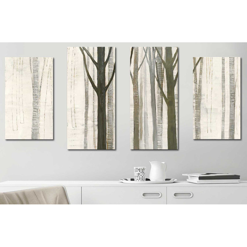 "Down To The Woods On White Crop", ensemble de 4 reproductions sur toiles, H 38 po x l 72 po x P 1,5 po